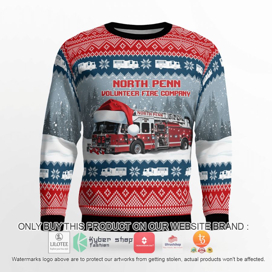 HOT North Wales, Pennsylvania, North Penn Volunteer Fire Company Christmas Sweater 4 north wales pennsylvania north penn volunteer fire company christmas 3d sweater 4 63841
