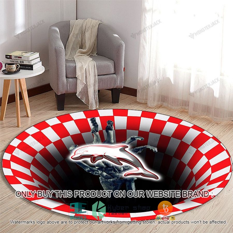 nrl dolphins illusion round rug 1 32185