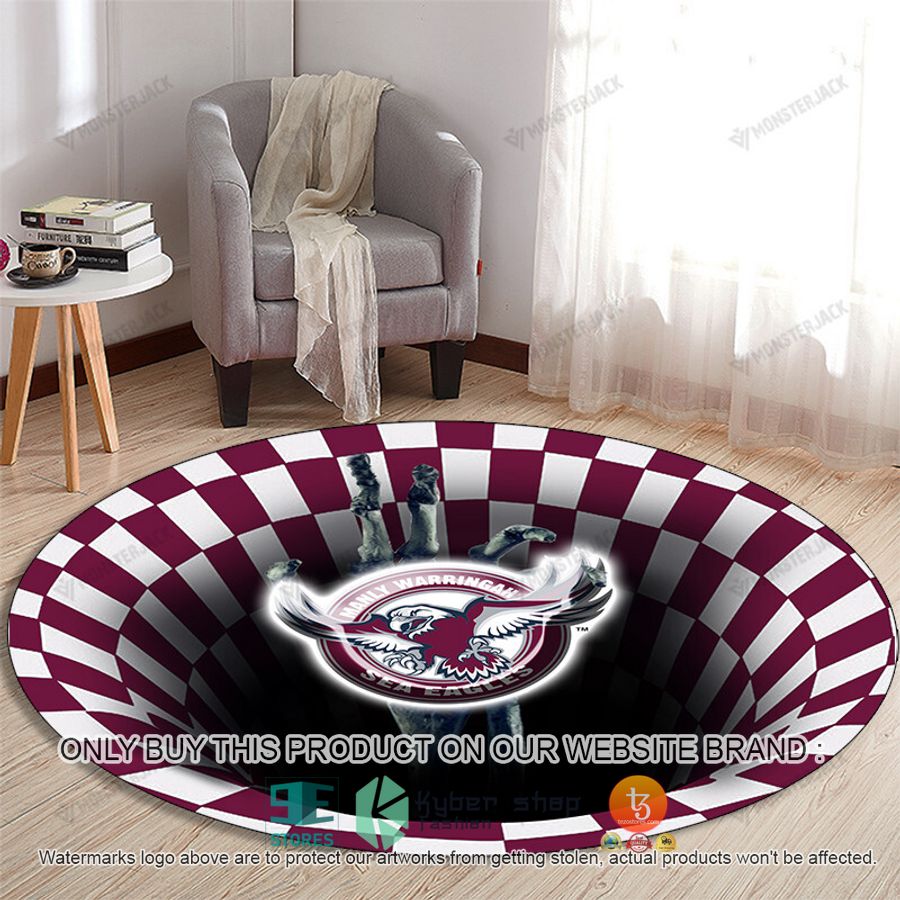 nrl manly warringah sea eagles illusion round rug 1 21026