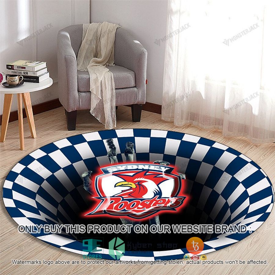 nrl sydney roosters illusion round rug 1 33495