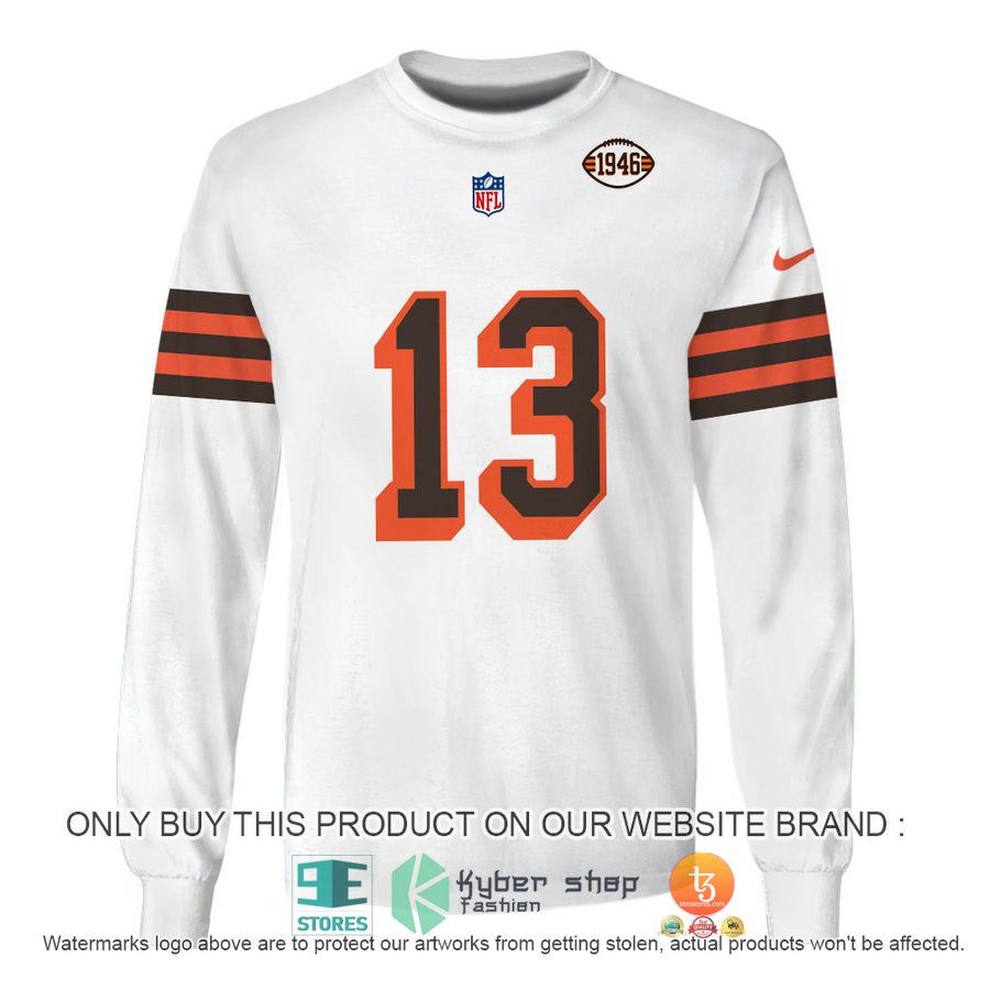 NEW Odell Beckham JR 13 Cleveland Browns White Sweatshirt 5 odell beckham jr 13 cleveland browns white shirt hoodie 5 89344