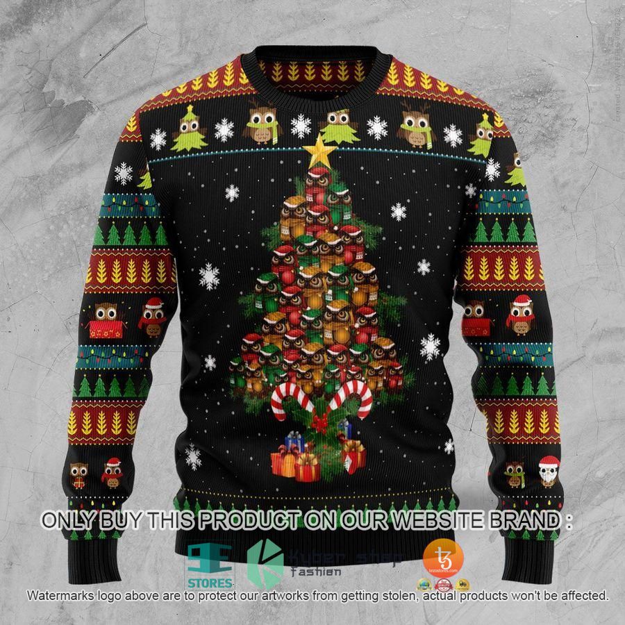 owl christmas tree christmas ugly sweater 1 28662