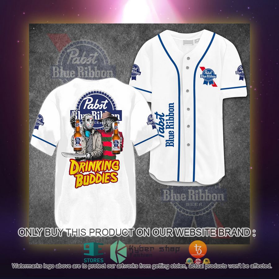 NEW Pabst Blue Ribbon Jason Voorhees Freddy Krueger Drinking Buddies Baseball Shirt 2 pabst blue ribbon jason voorhees freddy krueger drinking buddies baseball jersey 2 74863