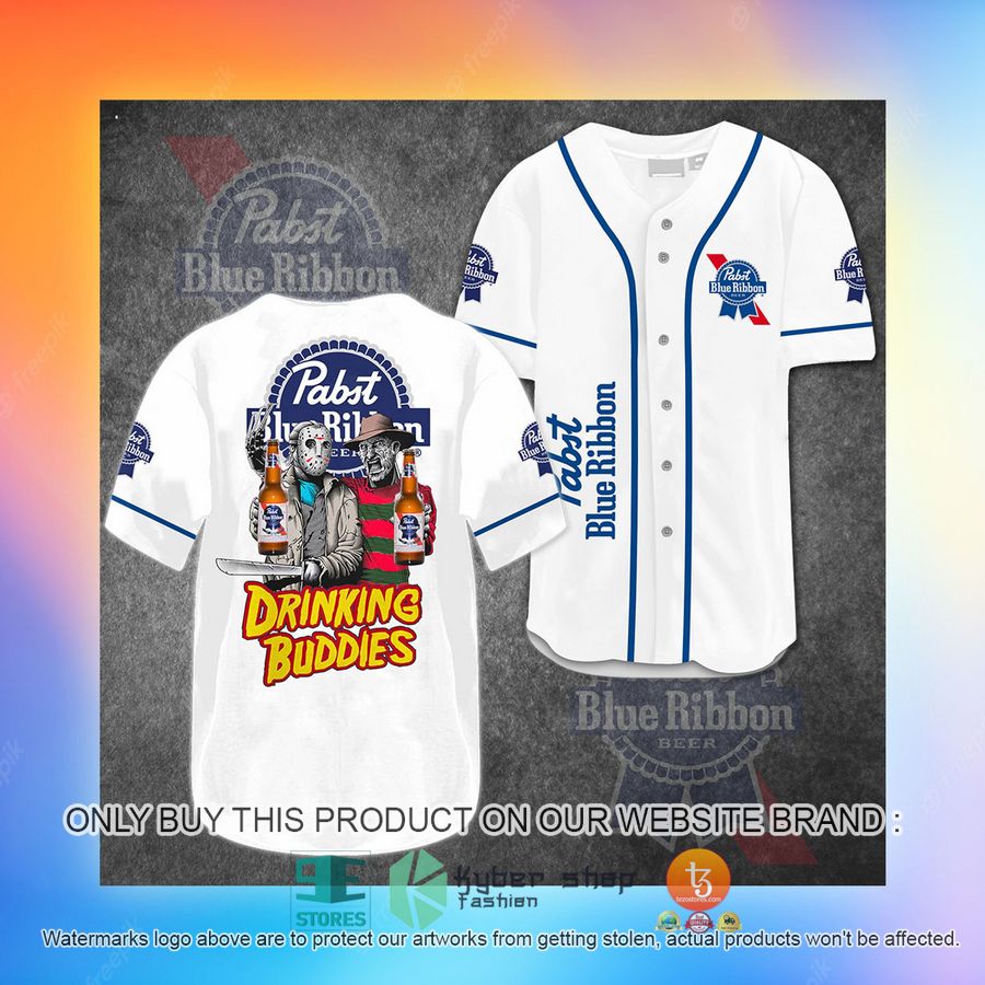 NEW Pabst Blue Ribbon Jason Voorhees Freddy Krueger Drinking Buddies Baseball Shirt 3 pabst blue ribbon jason voorhees freddy krueger drinking buddies baseball jersey 3 24916