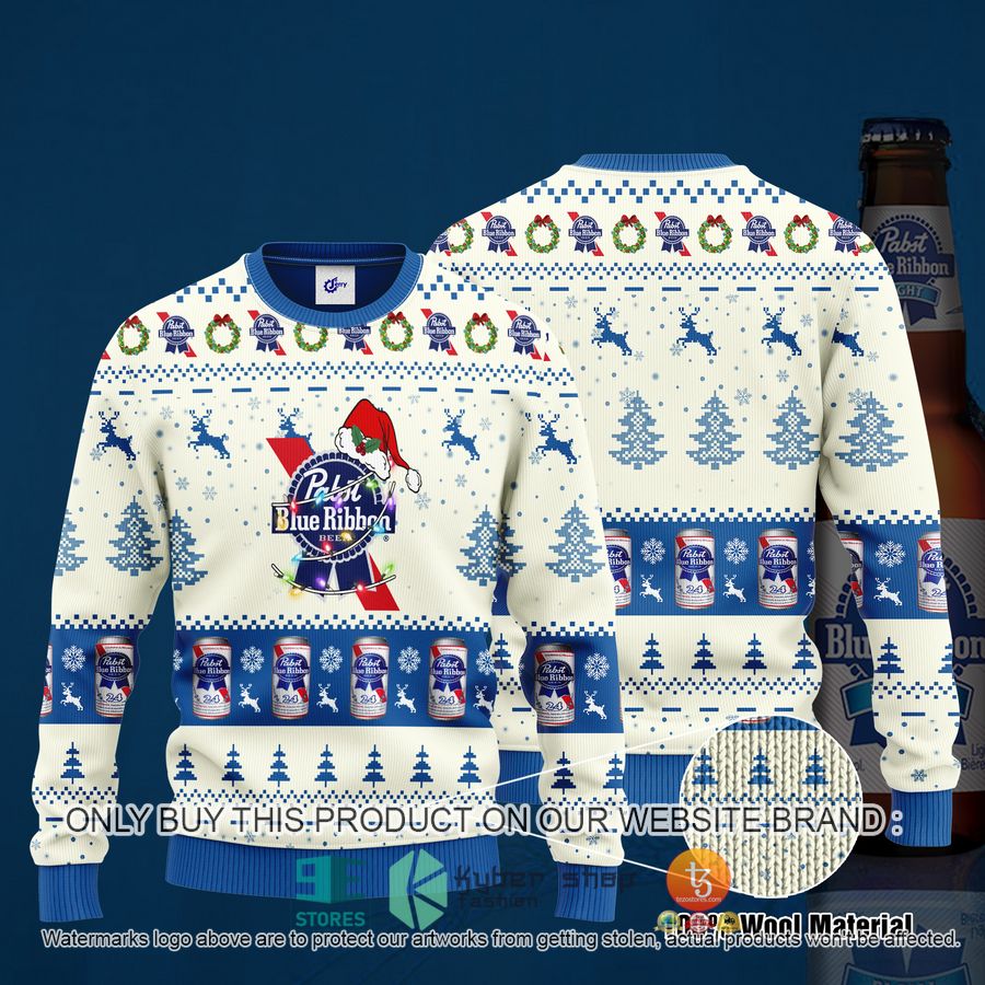 HOT Pabst Blue Ribbon Santa Hat Christmas Christmas Sweater 6 pabst blue ribbon santa hat christmas ugly christmas sweater 1 82501