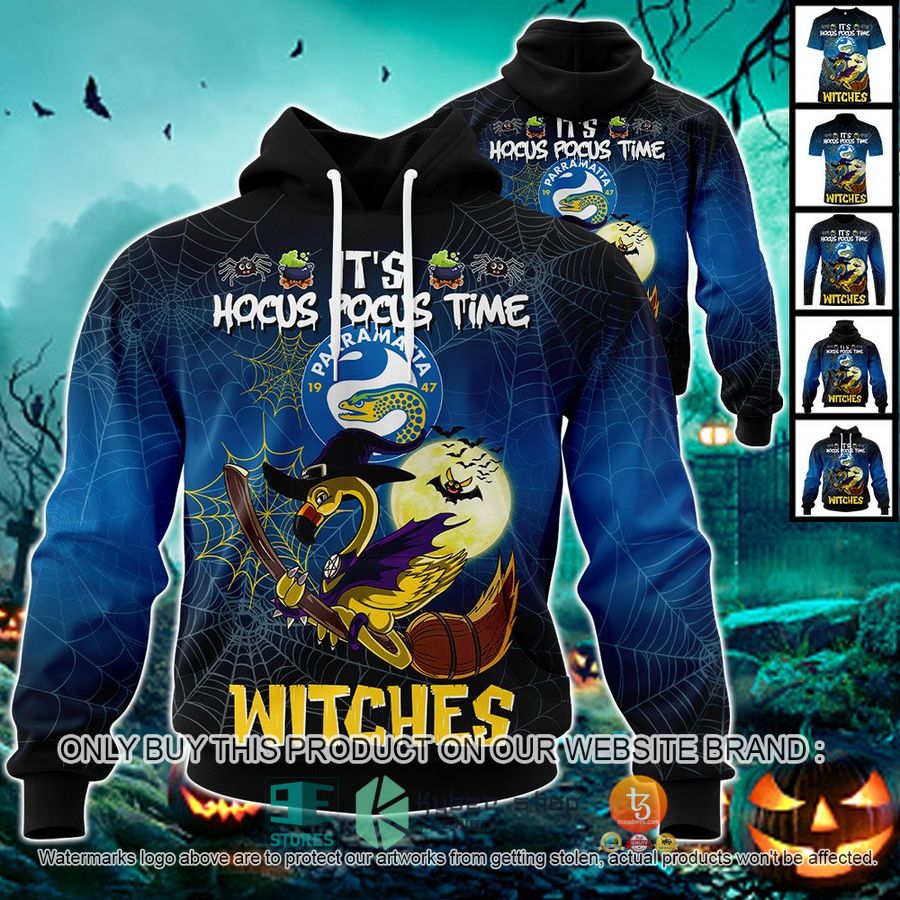 NEW Parramatta Eels It's Hocus Pocus Time Halloween Flamingo Witches Hoodie, Shirt 1 parramatta eels its hocus pocus time halloween flamingo witches shirt hoodie 1 37610