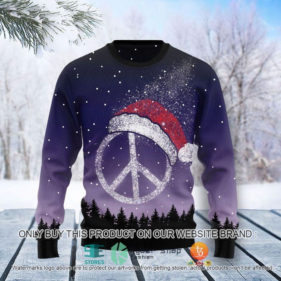 HOT Peace Hippie Ugly Christmas Sweater 3 peace hippie ugly christmas sweater 3 99024