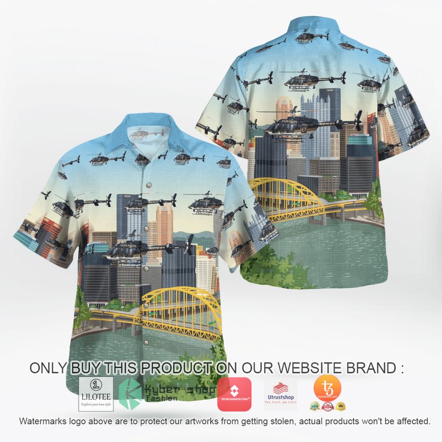 pennsylvania state police bell 407gx hawaiian shirt 1 69575