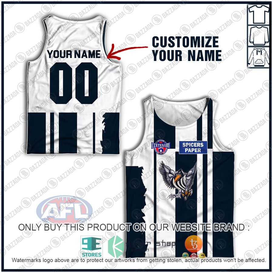 personalized afl collingwood magpies vintage centenary guernsey spicers paper tank top 1 28726