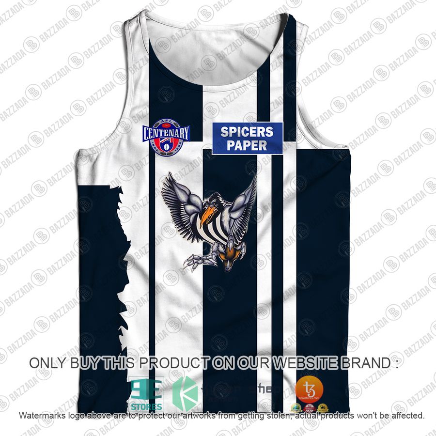 personalized afl collingwood magpies vintage centenary guernsey spicers paper tank top 2 2489