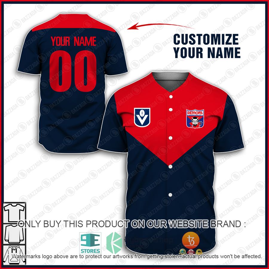 HOT AFL vintage Melbourne Demons Football Club 90s Personalized Baseball Jersey 6 personalized afl vintage melbourne demons football club 90s baseball jersey shirt 1 74296