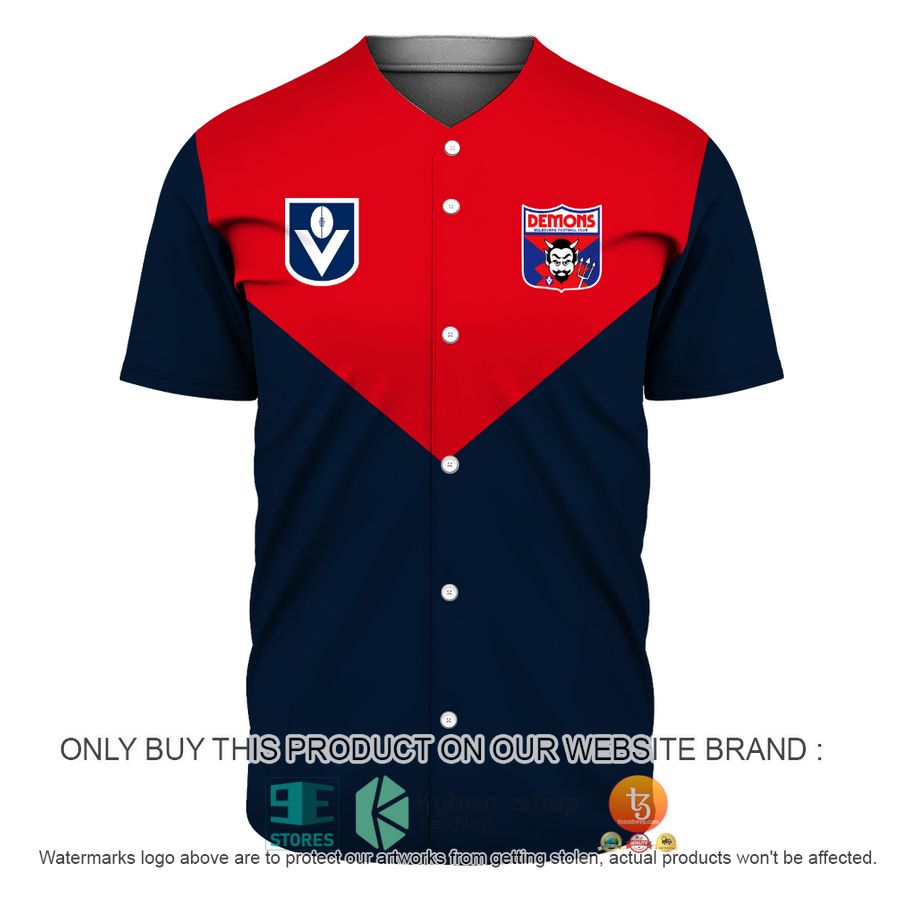 HOT AFL vintage Melbourne Demons Football Club 90s Personalized Baseball Jersey 2 personalized afl vintage melbourne demons football club 90s baseball jersey shirt 2 35261