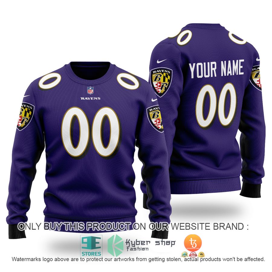 NEW Baltimore Ravens purple Custom Name Sweater 1 personalized baltimore ravens nfl purple sweater 1 69315