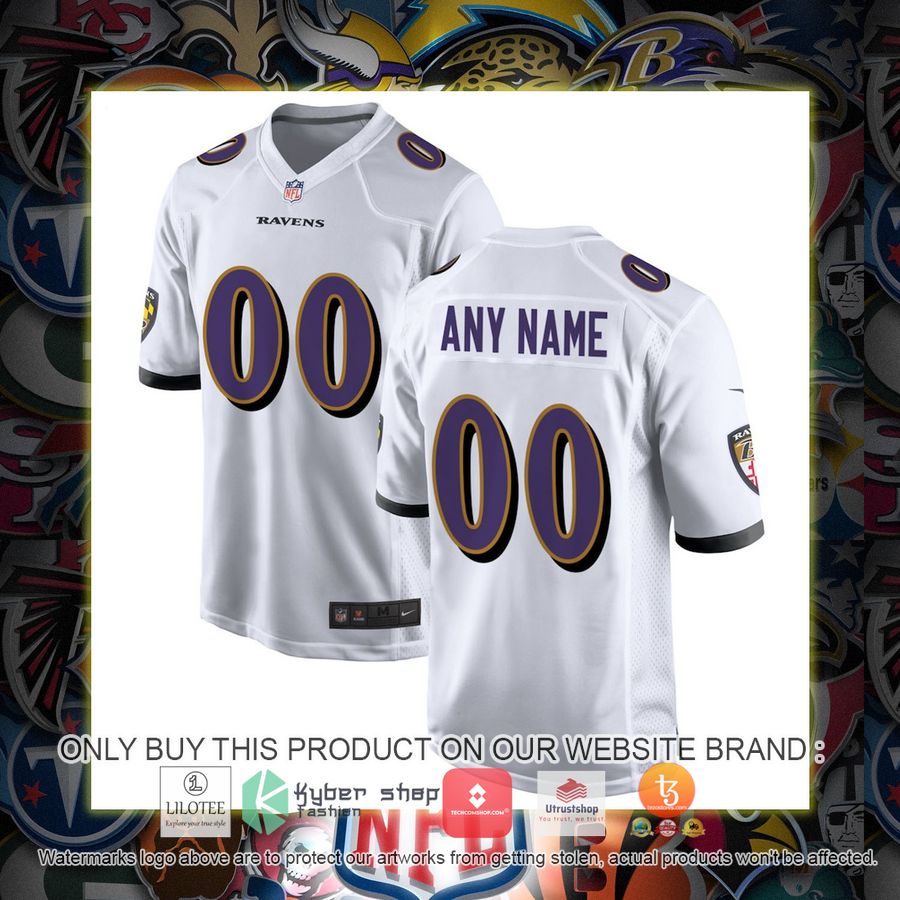personalized baltimore ravens nike white football jersey 1 85572
