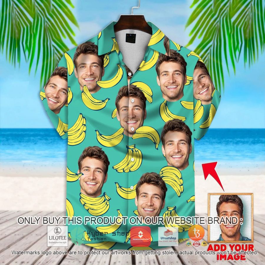 personalized banana pattern mint color custom photo hawaiian shirt 1 45934