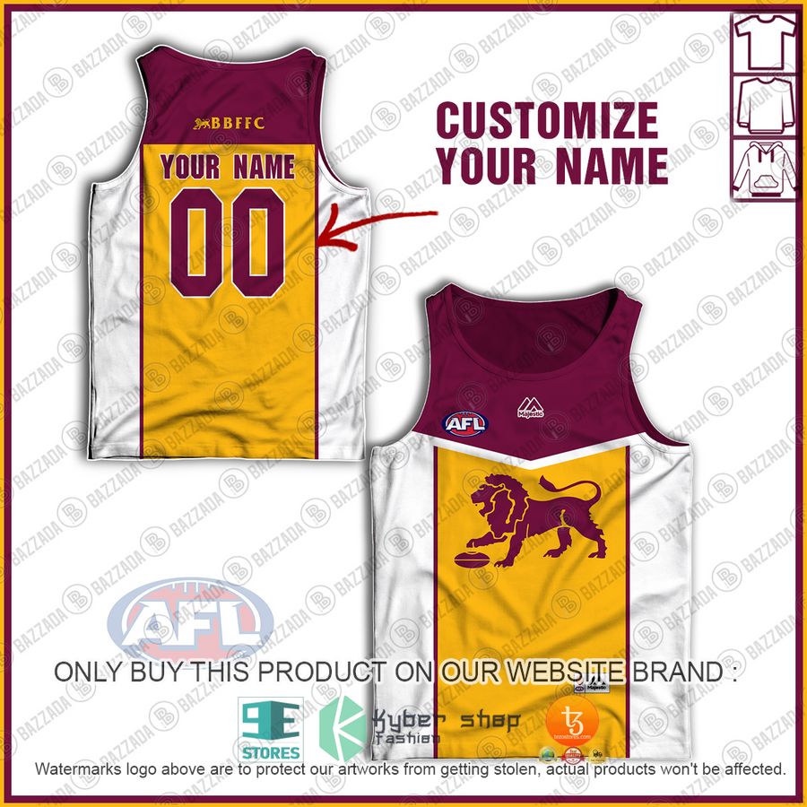 personalized brisbane lions football club vintage retro afl guernsey majestic tank top 1 97974