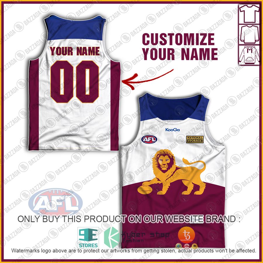 personalized brisbane lions football club vintage retro afl guernsey national storage tank top 1 14097