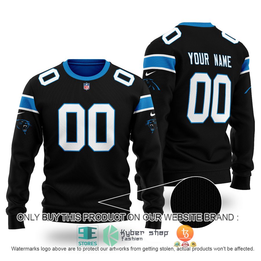 NEW Carolina Panthers black Custom Name Sweater 2 personalized carolina panthers nfl black sweater 1 64672