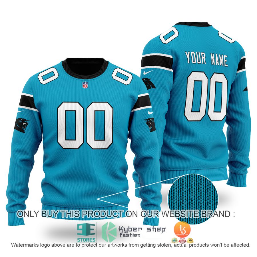 personalized carolina panthers nfl blue sweater 1 4867