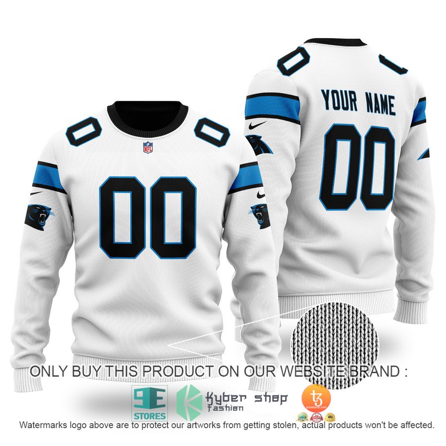 personalized carolina panthers nfl white sweater 1 1293