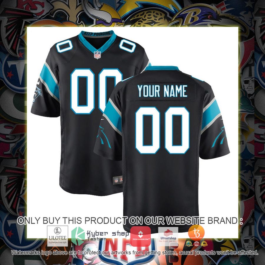 personalized carolina panthers nike youth black football jersey 1 22228