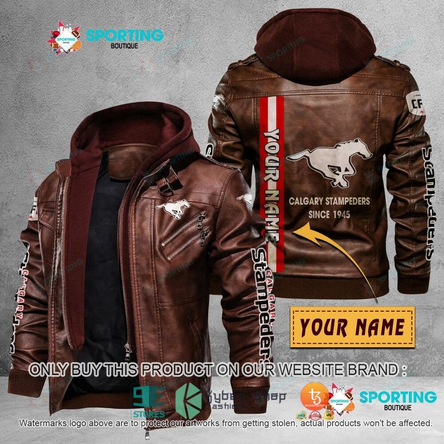 personalized cfl calgary stampeders since 1945 leather jacket 2 53004