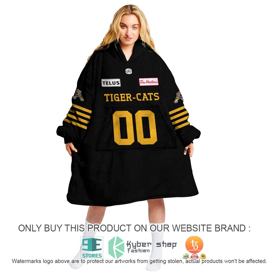 personalized cfl hamilton tiger cats sherpa hoodie blanket 1 34978