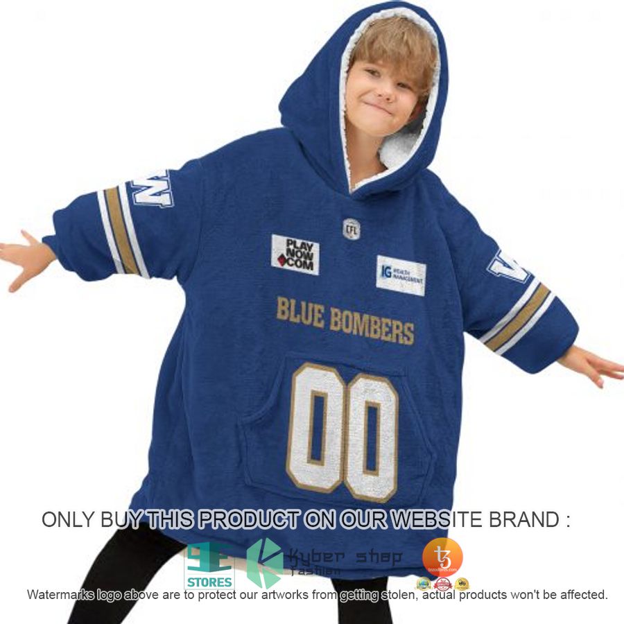 NEW Winnipeg Blue Bombers Sherpa Hoodie Blanket 4 personalized cfl winnipeg blue bombers sherpa hoodie blanket 4 38536