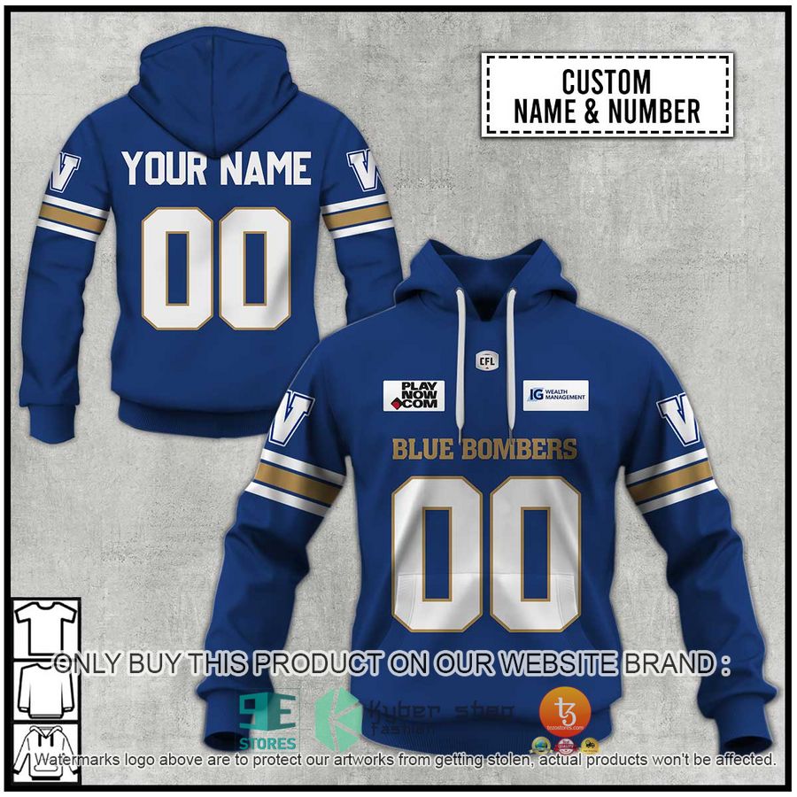 NEW Winnipeg Blue Bombers Custom Name Hoodie, Shirt 1 personalized cfl winnipeg blue bombers shirt hoodie 1 509