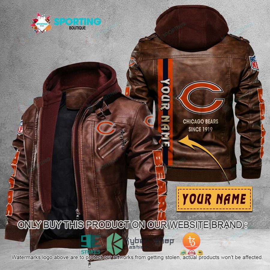 NEW NFL Chicago Bears Since 1919 Custom Name Leather Jacket 2 personalized chicago bears since 1919 leather jacket 2 36362