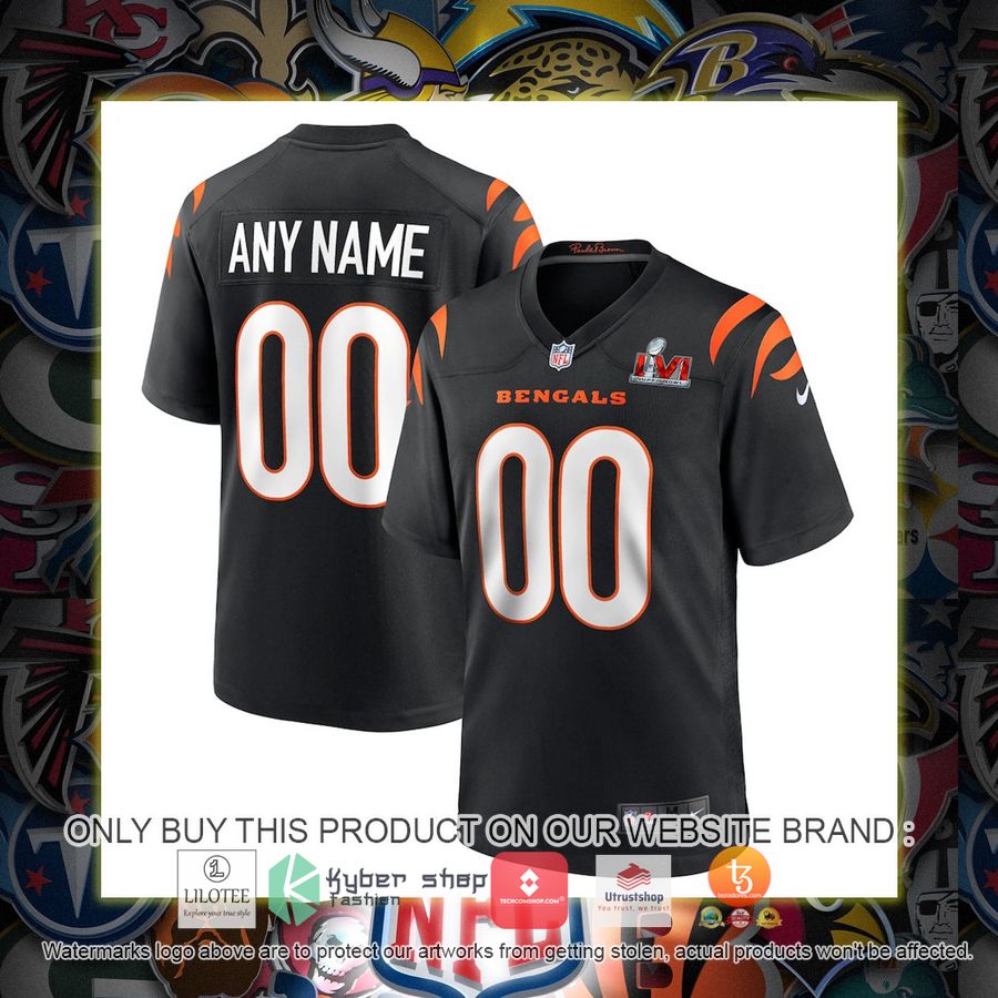 personalized cincinnati bengals nike super bowl lvi game black football jersey 1 96221