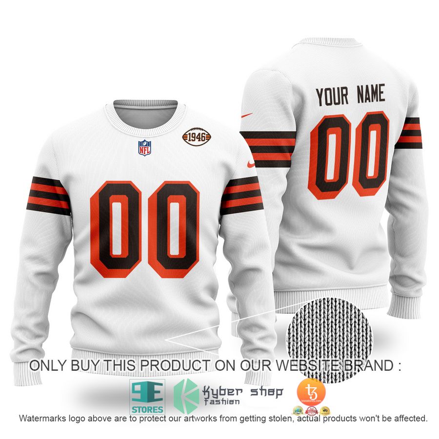 NEW Cleveland Browns 1946 white Custom Name Sweater 2 personalized cleveland browns 1946 nfl white sweater 1 78579