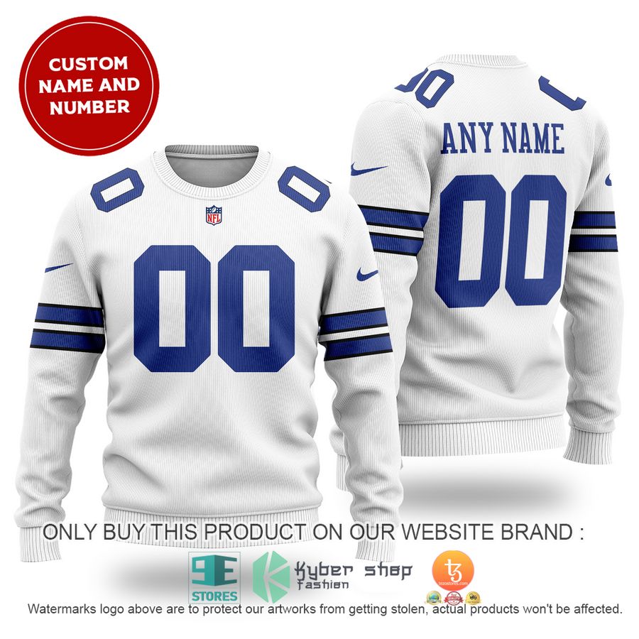 NEW Dallas Cowboys white Custom Name Sweater 2 personalized dallas cowboys nfl white sweater 1 58833