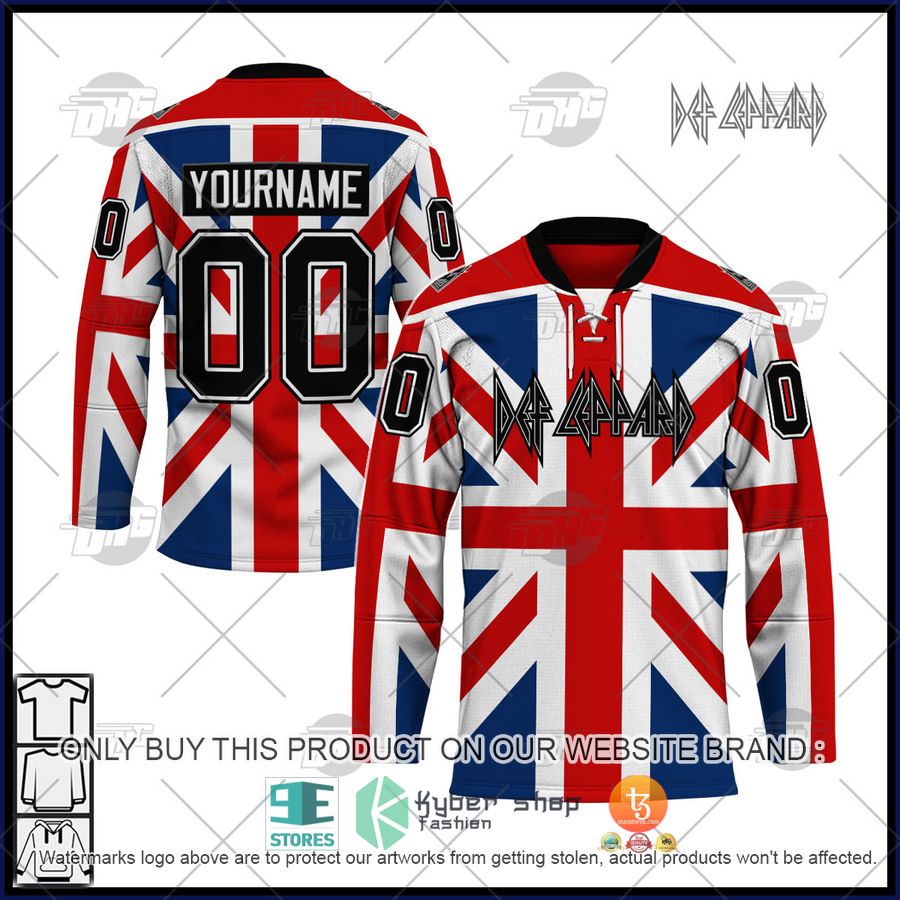 NEW Def Leppard Union Jack Custom Name Hockey Jersey 1 personalized def leppard union jack hockey jersey 1 79815