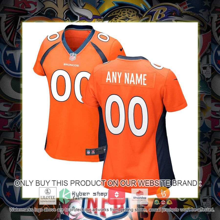 personalized denver broncos nike womens orange football jersey 1 1754