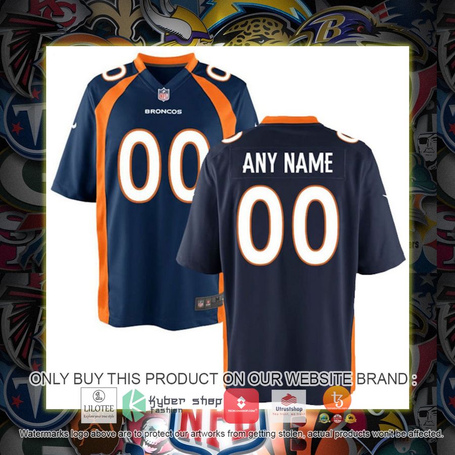 personalized denver broncos nike youth game navy football jersey 1 77498