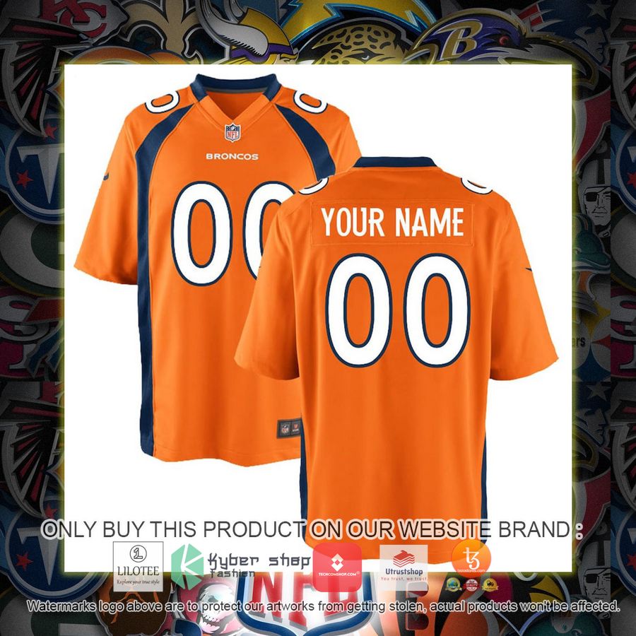 personalized denver broncos nike youth orange football jersey 1 11675