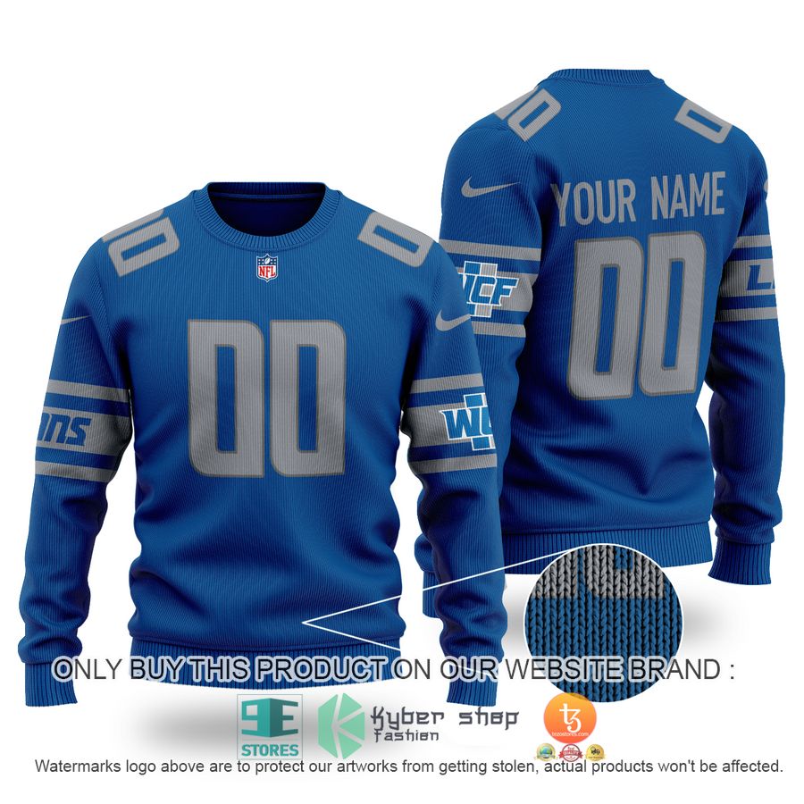 personalized detroit lions nfl blue sweater 1 54984