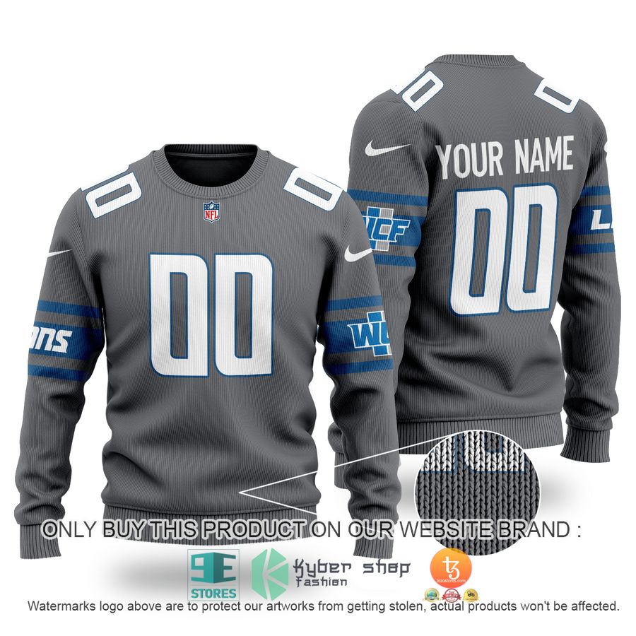 personalized detroit lions nfl grey sweater 1 78085
