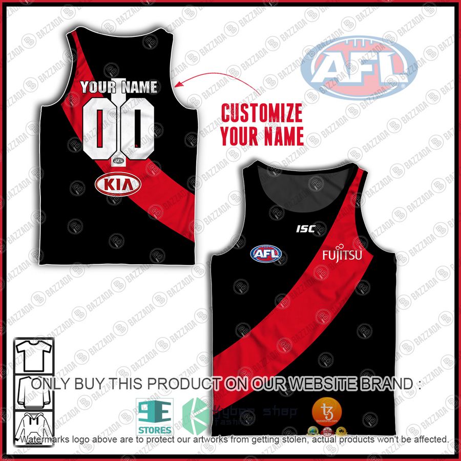 personalized essendon bombers afl vintage guernsey fujitsu black tank top 1 35595