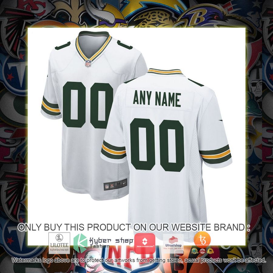 personalized green bay packers nike white football jersey 1 28374