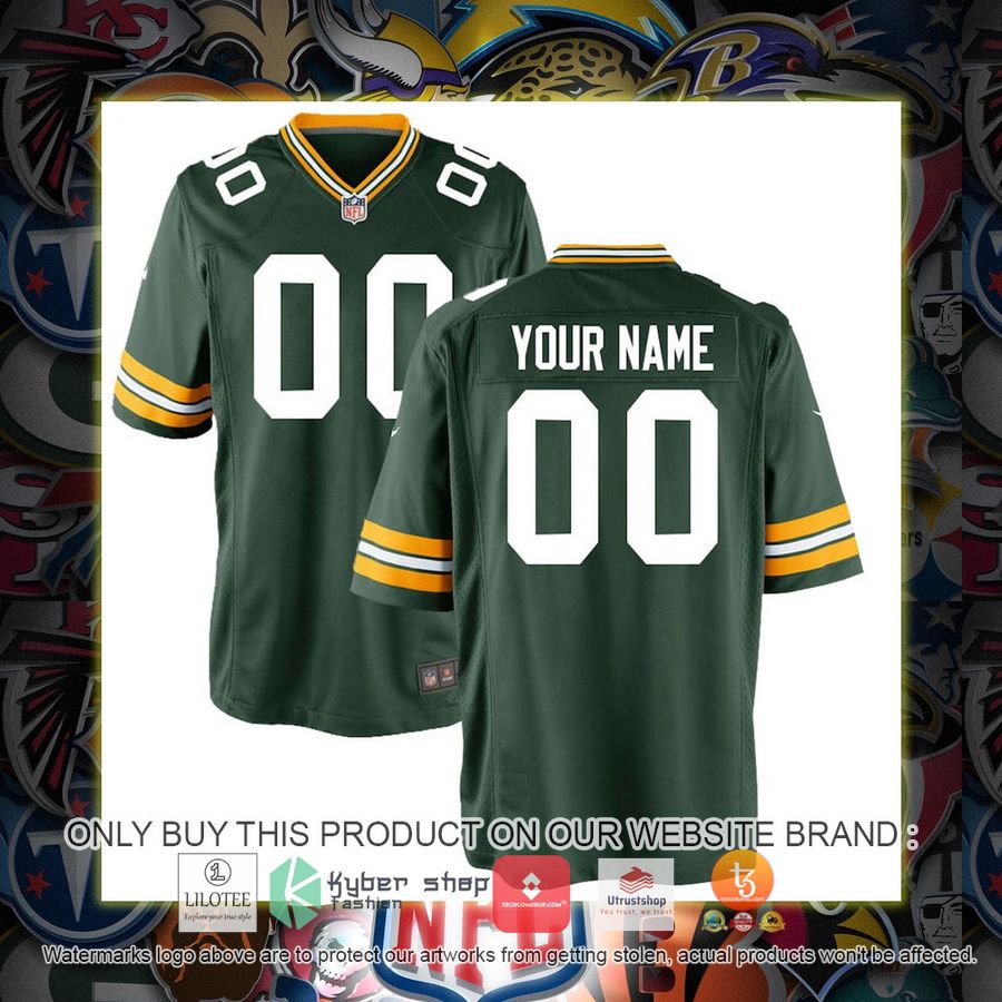 personalized green bay packers nike youth green football jersey 1 64495