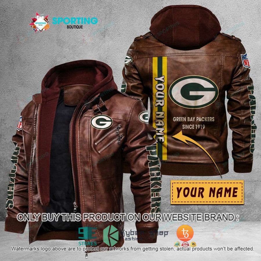 personalized green bay packers since 1919 leather jacket 2 56537