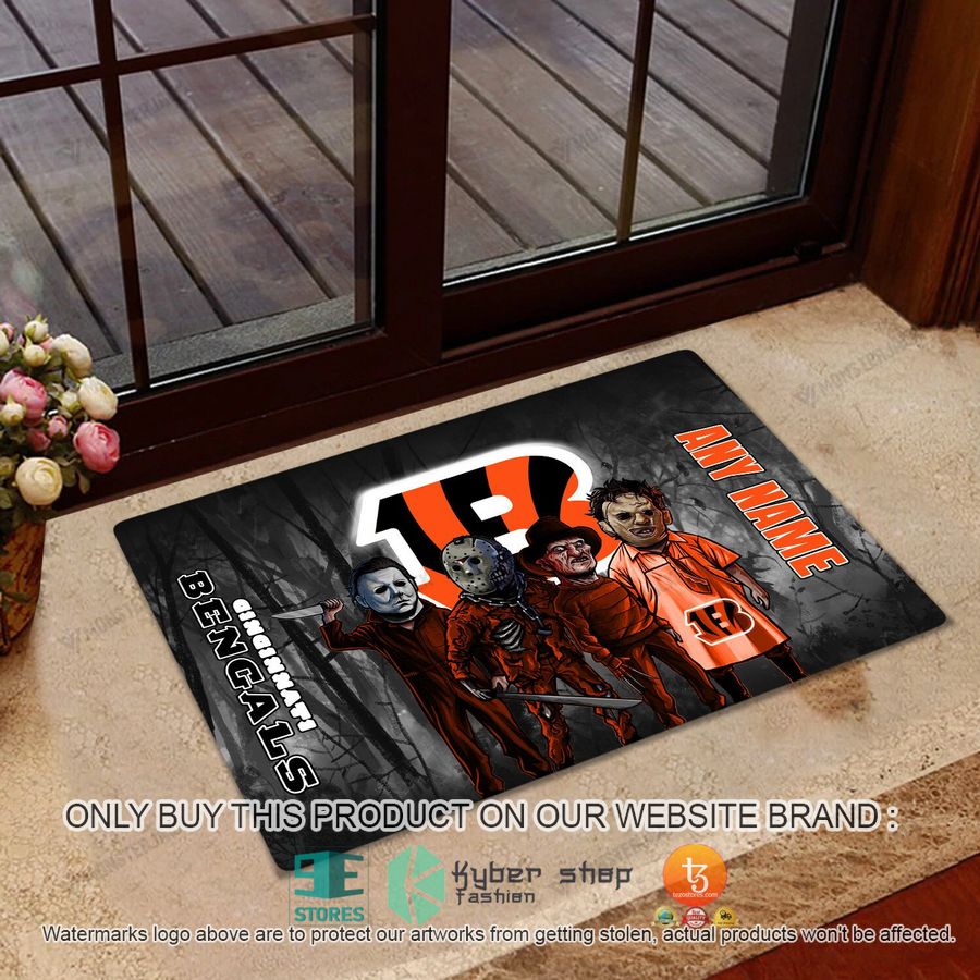 NEW Horror Characters Cincinnati Bengals Custom Name Doormat 1 personalized horror characters cincinnati bengals doormat 1 91427