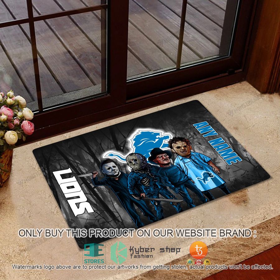 personalized horror characters detroit lions doormat 1 33174