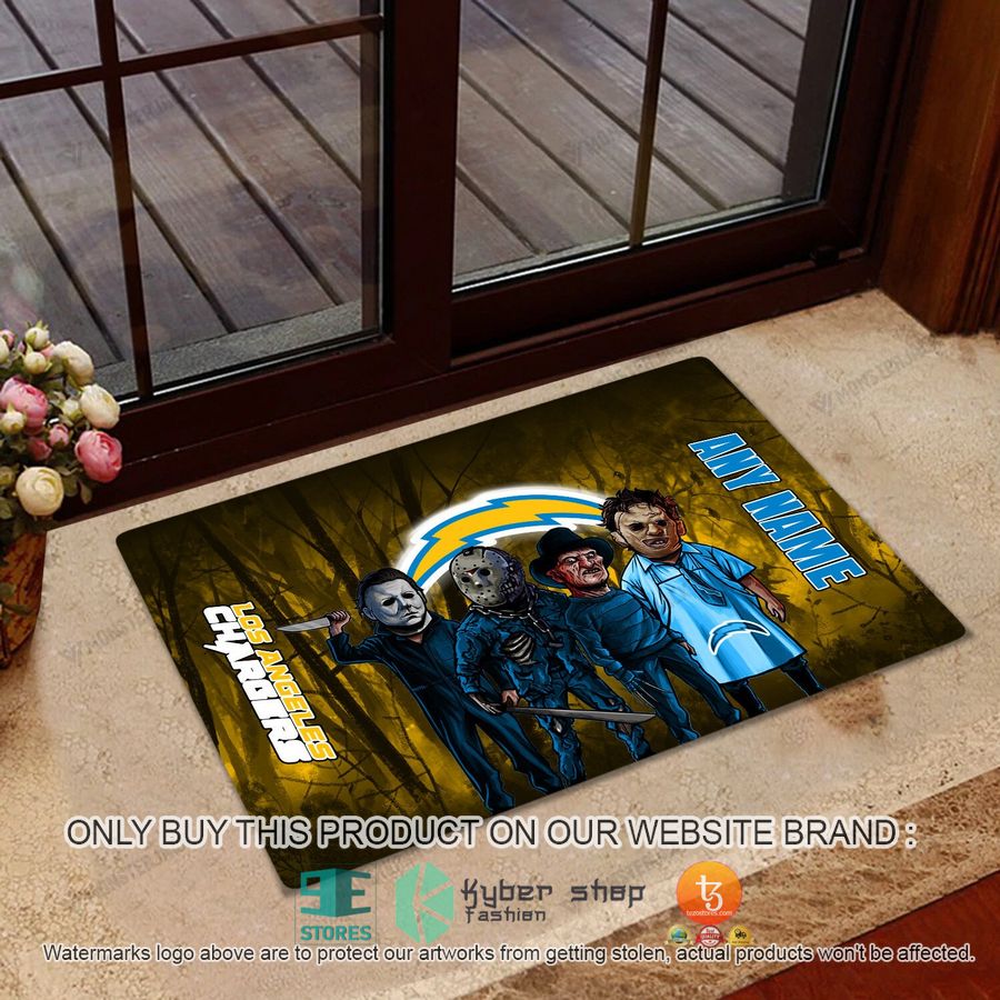 personalized horror characters los angeles chargers doormat 1 24963