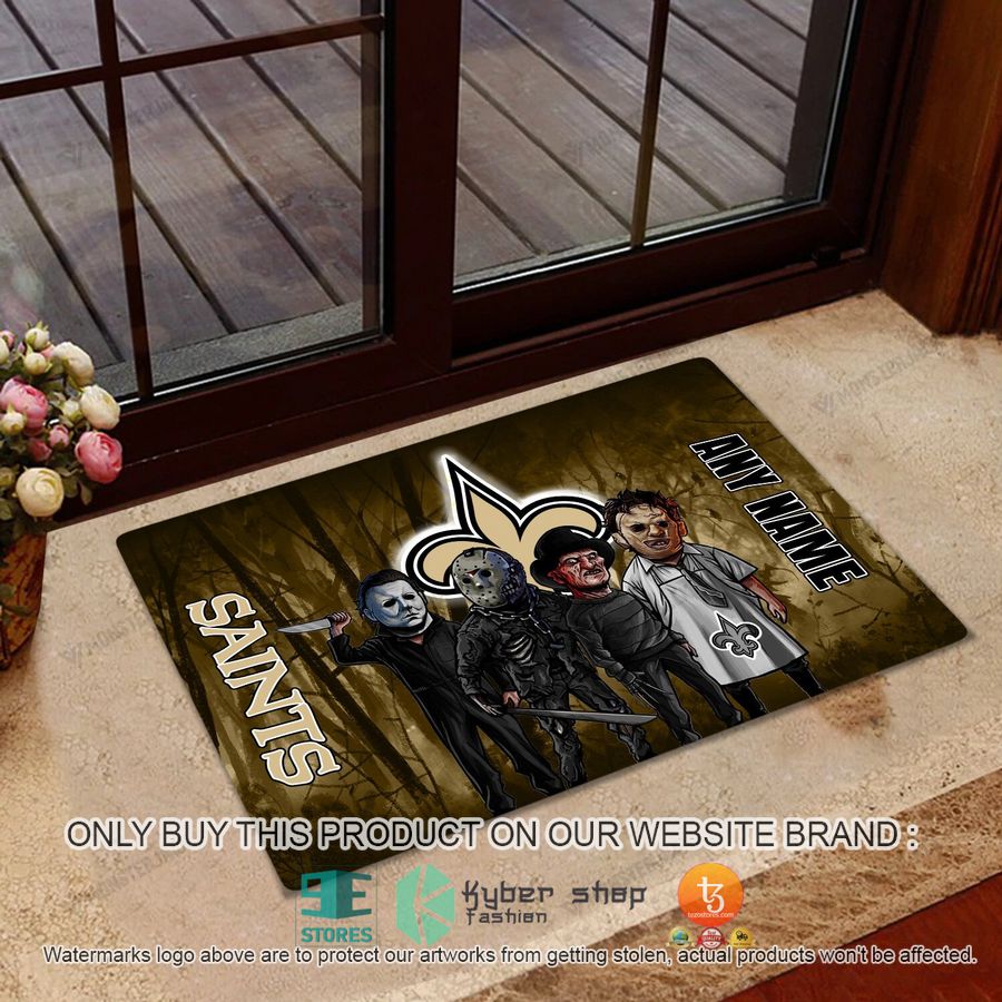 personalized horror characters new orleans saints doormat 1 23863
