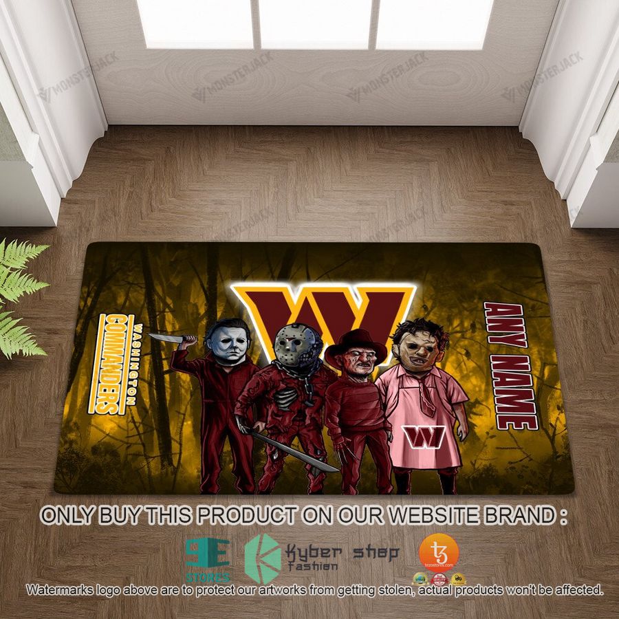 NEW Horror Characters Washington Commanders Custom Name Doormat 2 personalized horror characters washington commanders doormat 2 99034