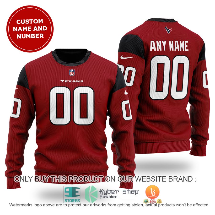 NEW Houston Texans red Custom Name Sweater 3 personalized houston texans nfl red sweater 1 82428