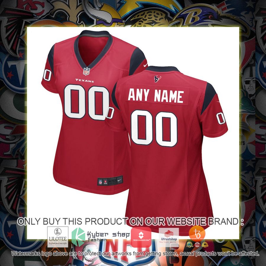 personalized houston texans nike womens alternate red football jersey 1 75794